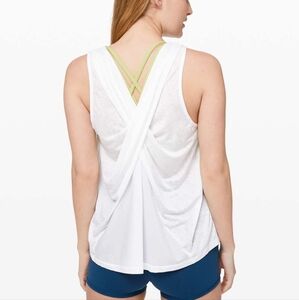 Lululemon Athletica - Run Soul Stride Tank White Breathable High Neck Mesh
